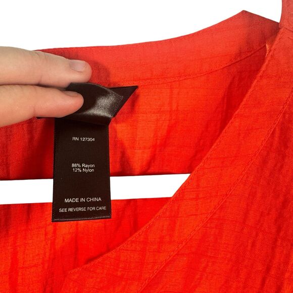 Ali Miles Orange Button Front Blouse Boho Lagenlook Lightweight Womens Size XL - Picture 5 of 7